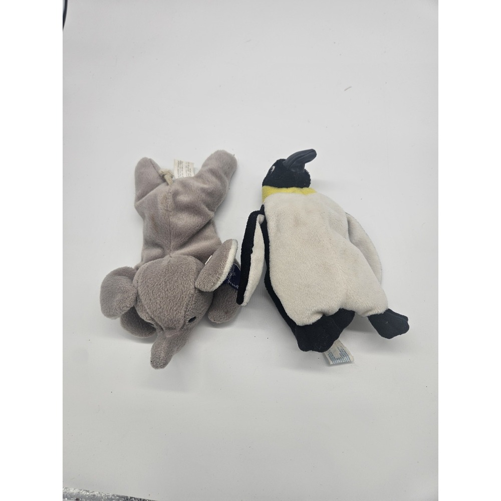 Lot Of 2 Beanbag Plush Toys Penguin And Elephant
